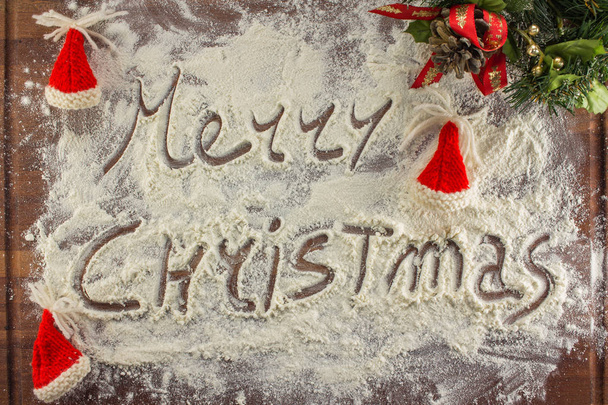 merry christmas written with flour - Photo, Image