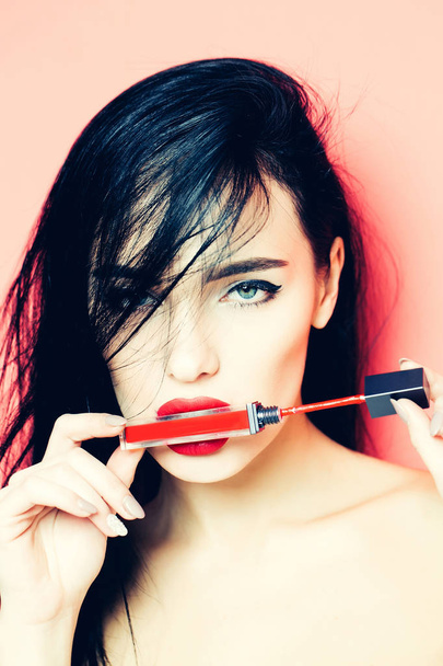 sexy woman with red lipstick - Photo, image