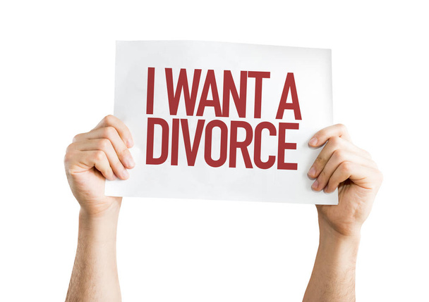Papier mit Schild Ich will die Scheidung - Foto, Bild