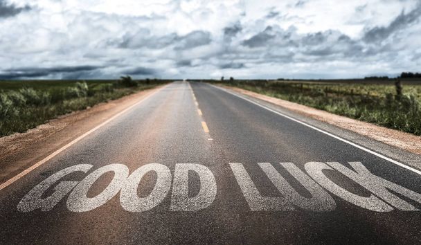 good luck sign on road - Photo, Image
