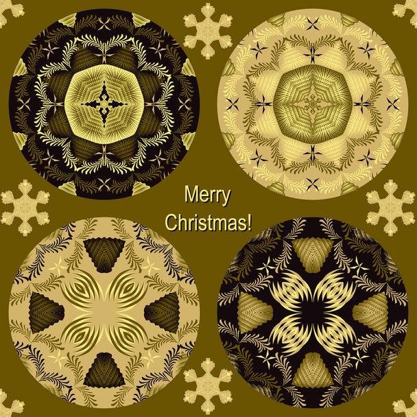 Рождественский векторный набор круговых узоров
 - Вектор,изображение
