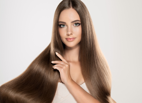  girl with brown long straight hair - Photo, Image