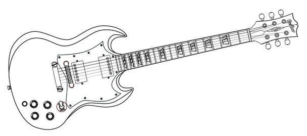 Szilárd gitár vonalas rajz - Vektor, kép