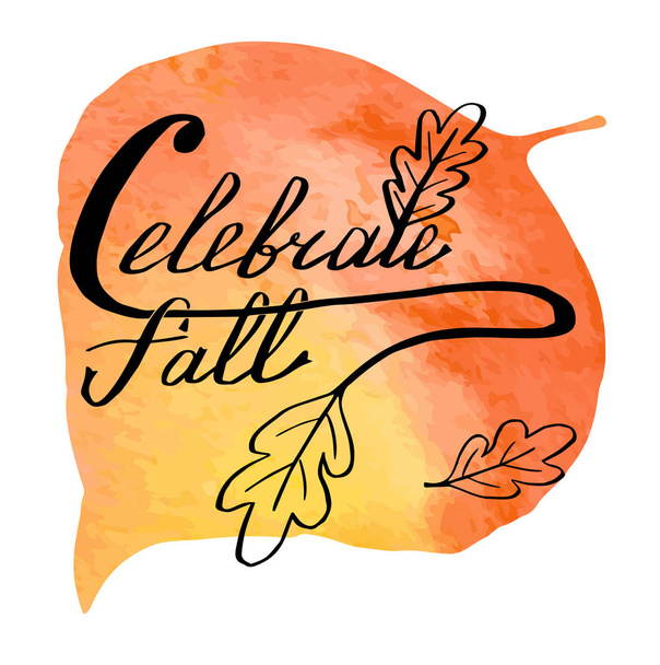 Autumn watercolor banner with hand lettering - Вектор, зображення