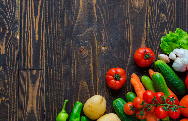 Healthy food and copy space, fresh vegetables - Фото, изображение