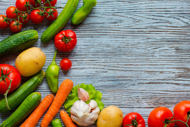 Healthy food and copy space, fresh vegetables - Fotó, kép