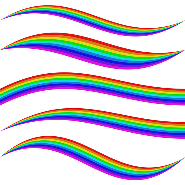 Stirped rainbow waves - graphic element set - Vector, Image