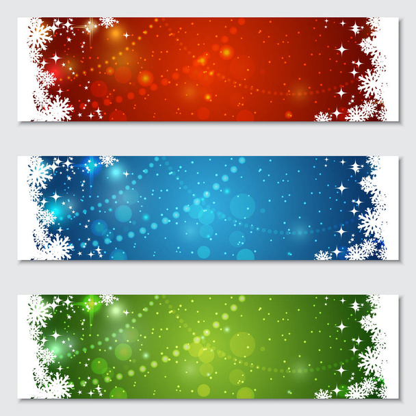 Christmas and New Year vector banners set - Vetor, Imagem