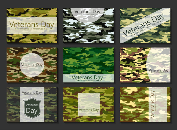 Template brochure Veterans Day in color khaki - Vector, Image