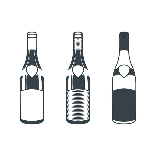 Tres botellas de vino sobre un fondo blanco. Elementos de diseño
. - Vector, imagen