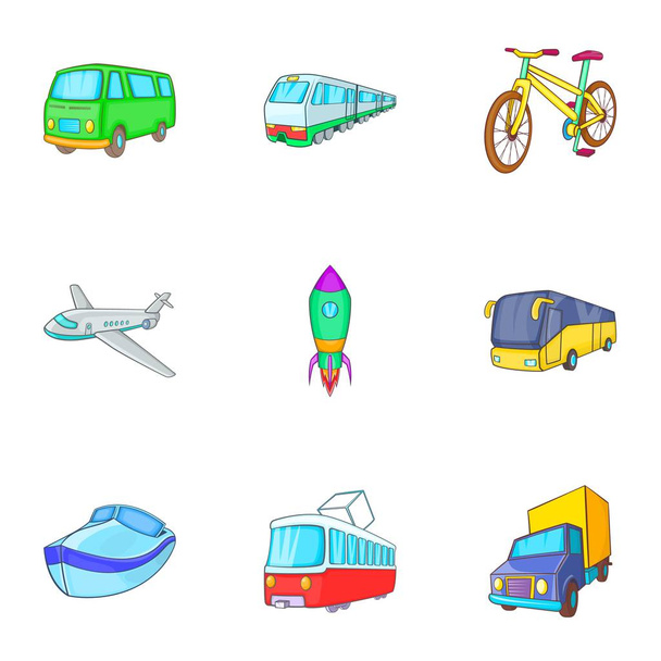 Services de transport icônes ensemble, style dessin animé
 - Vecteur, image