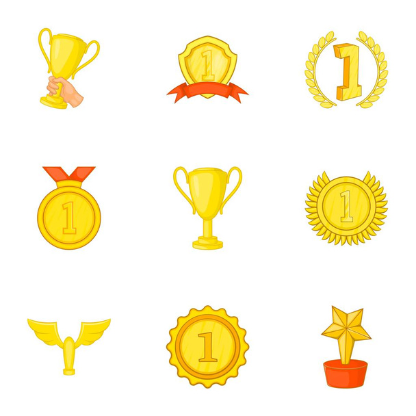Victory icons set, cartoon style - Vector, Image