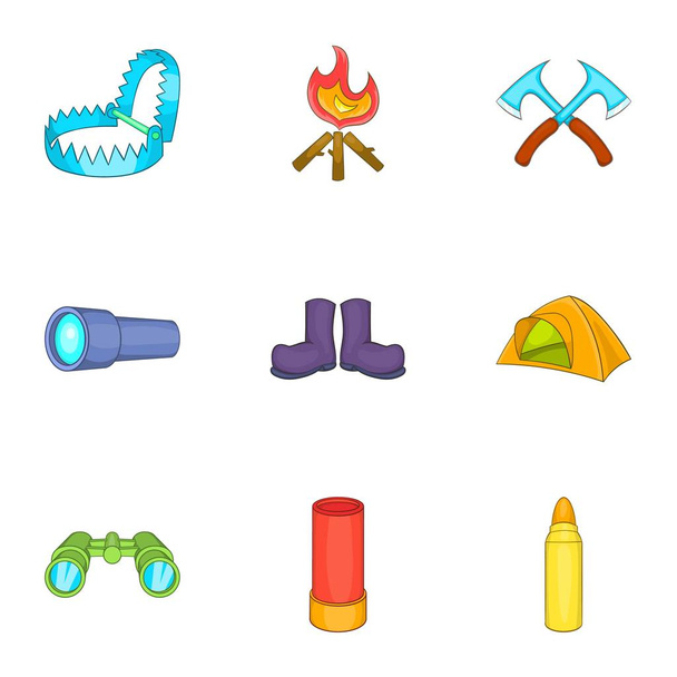 Camp icons set, cartoon style - Vector, Image