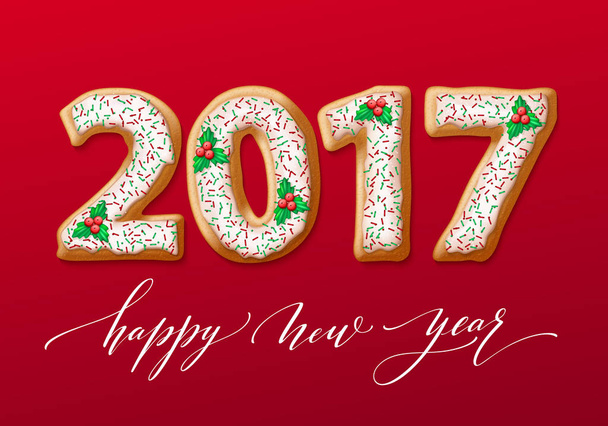Новий 2017 рік у формі імбирного номера як печиво. Векторні ілюстрації
 - Вектор, зображення