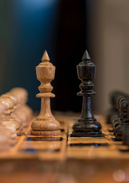 Wooden chess background.  - Photo, Image