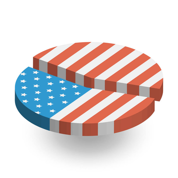 アメリカの国旗円グラフ 3 d イラストレーション - ベクター画像