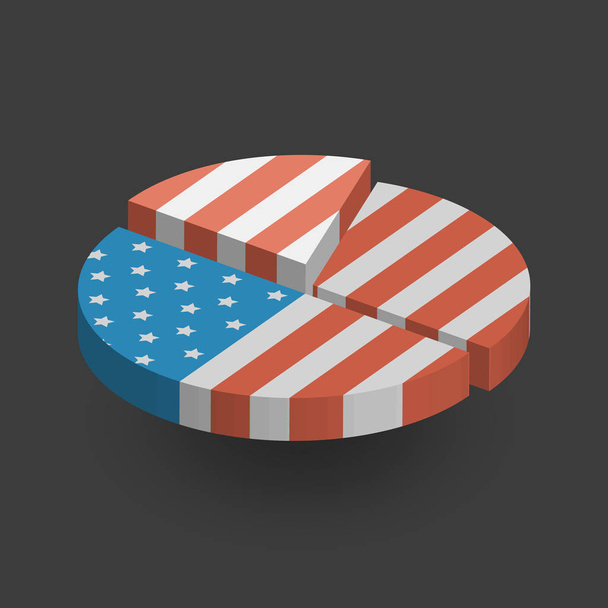Amerikan bayrağı pasta grafik 3d çizim - Vektör, Görsel