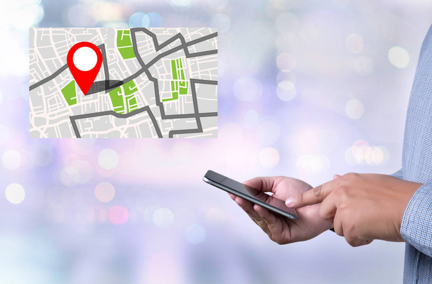  GPS varış yerini, sokak harita Gps simgeleri ile yönlendirmek için harita - Fotoğraf, Görsel
