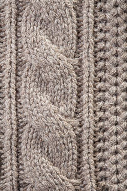Handmade beige knit fabric texture - Foto, Imagen