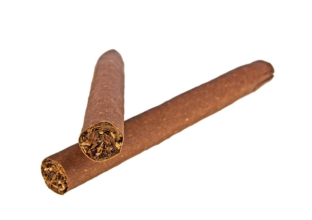 Brown cigars on a white background - Valokuva, kuva