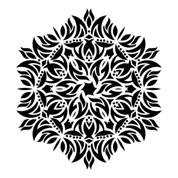 黒い幾何学的な抽象的な丸い曼荼羅 - ベクター画像