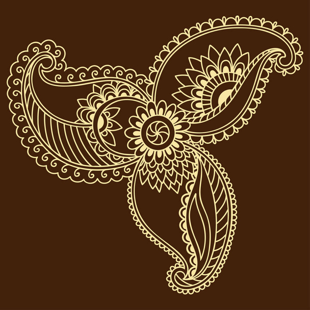 Henna tattoo bloem sjabloon. Mehndi stijl. Set van Decoratieve patronen in de oosterse stijl. - Vector, afbeelding