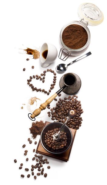 attributi di caffè su sfondo bianco
 - Foto, immagini
