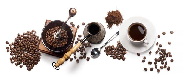 attributi di caffè su sfondo bianco
 - Foto, immagini