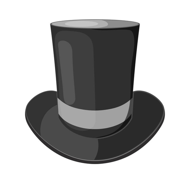 Vector cartoon illustration of a black cylinder hat on a white b - Διάνυσμα, εικόνα