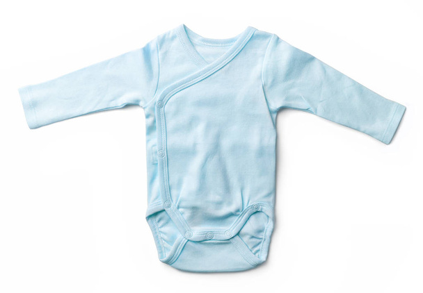 Bebek çocuk elbise beyaz izole mavi - Fotoğraf, Görsel
