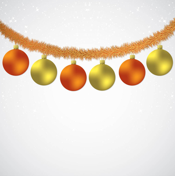 Christmas bauble and tinsel starry background in vector format. - Vector, Image