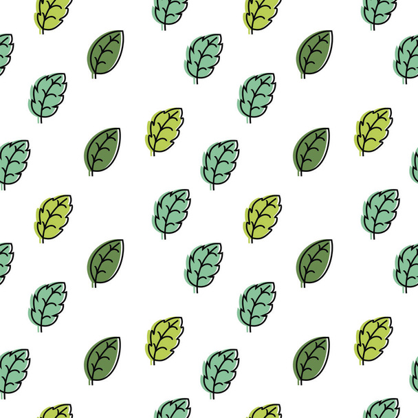 Seamless pattern with green leaves on a white background. - Vecteur, image