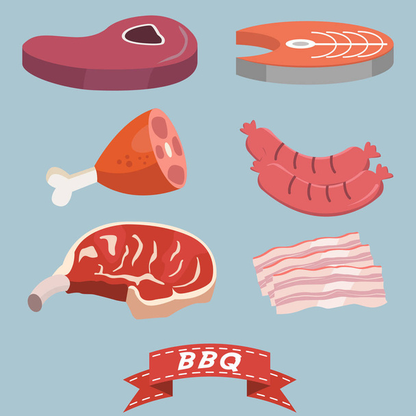different kinds of meat  - Vector, Image