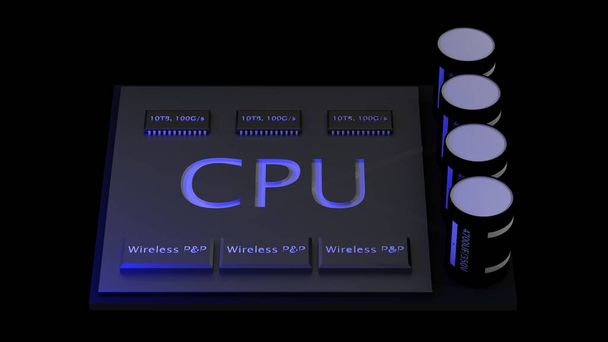 Processeurs informatiques centraux de rendu 3d concept CPU. technologie
 - Photo, image