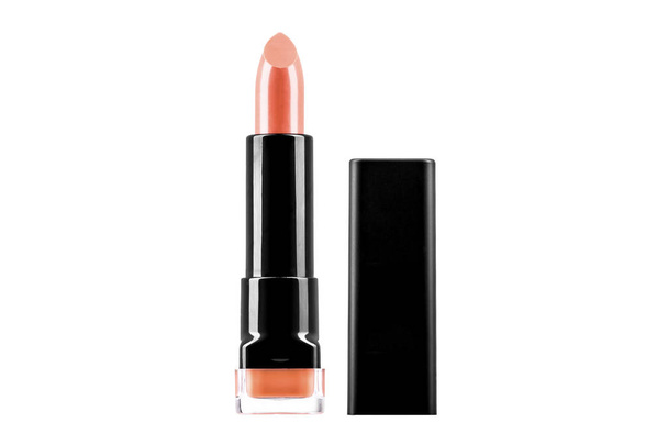 peach lipstick isolated on white background, make up, close up of a lipstick on white background with clipping path, beauty - Foto, imagen