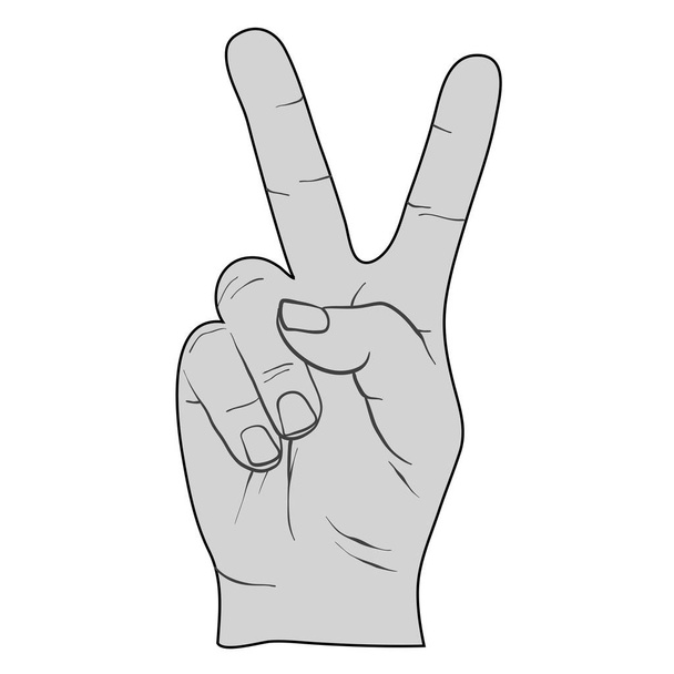 Peace Sign Victory Fingers Outline Drawing - Vector, Image