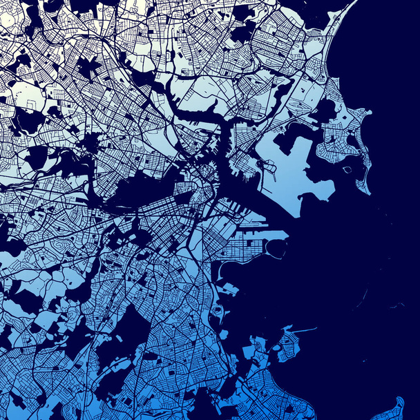 Boston Mapa de dos tonos Artprint
 - Vector, Imagen