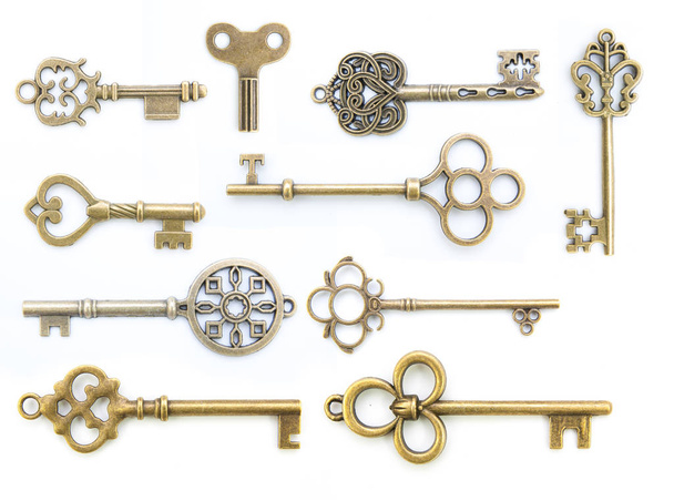 collection of  old key isolated - Zdjęcie, obraz