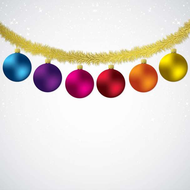 Christmas bauble and tinsel starry background in vector format. - Vector, Image