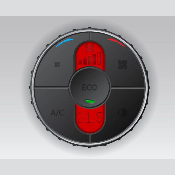 Κλιματισμός μαύρο μετρητή με οθόνη lcd κόκκινο - Διάνυσμα, εικόνα