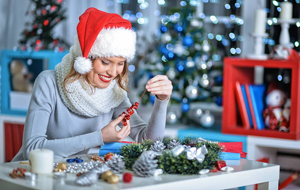 Woman with Christmas decoration  - Photo, Image
