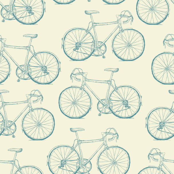 Hand-drawn Bicycles Seamless Pattern - Vector, Imagen