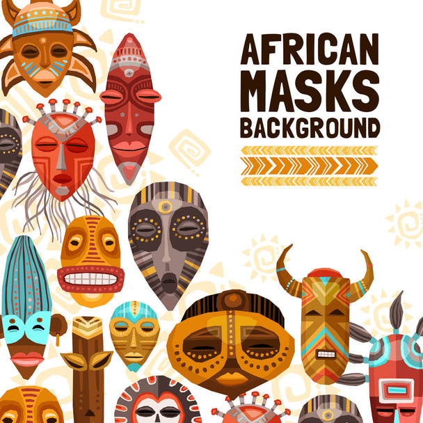 Ilustración de máscaras tribales étnicas africanas
 - Vector, imagen