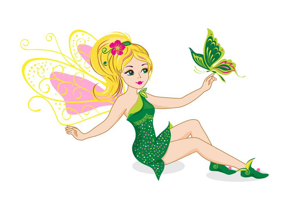 magic fairy with butterfly - Vector, Image