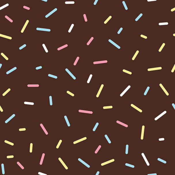 カラフルなスプリンクル ドーナツ チョコレート艶出しのシームレス パターン - ベクター画像