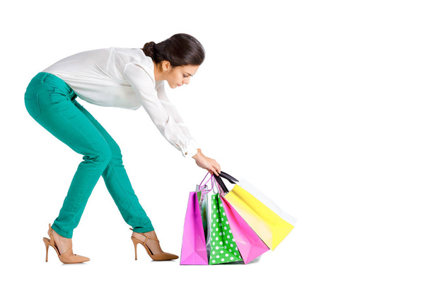 people, sale, black friday concept -  woman  with shopping bag - Foto, Imagen