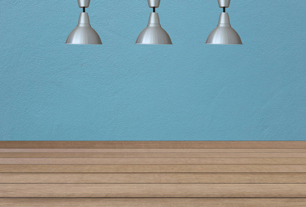 Lampade d'argento sul soffitto e uno sfondo su una wa di cemento blu
 - Foto, immagini