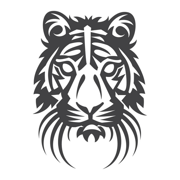 Tigris fej logó fekete-fehér alapon - Vektor, kép