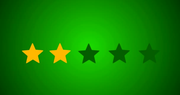 緑の背景と 2 d アニメーションで抜本的なビジネスの男の手によって与えられる 5 つ星評価のベストセラー シンボル - 映像、動画