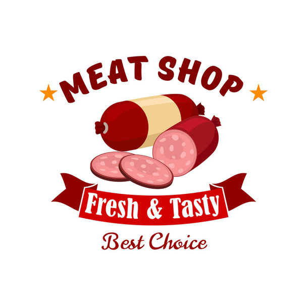肉および肉屋の店エンブレム、ラベル - ベクター画像